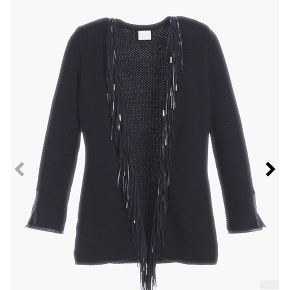 Chico’s women’s fringed rose cardigan black size 3 (US 16) EUC - Picture 4 of 5